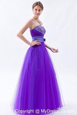 Tulle Sweetheart Beading Bow 2013 Purple Prom Gowns