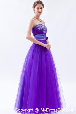 Tulle Sweetheart Beading Bow 2013 Purple Prom Gowns