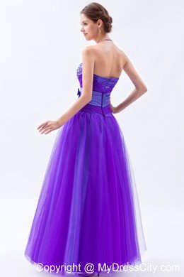 Tulle Sweetheart Beading Bow 2013 Purple Prom Gowns