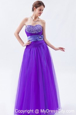 Tulle Sweetheart Beading Bow 2013 Purple Prom Gowns