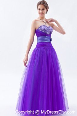 Tulle Sweetheart Beading Bow 2013 Purple Prom Gowns