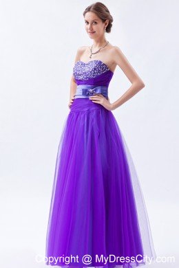 Tulle Sweetheart Beading Bow 2013 Purple Prom Gowns