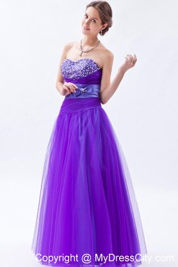 Tulle Sweetheart Beading Bow 2013 Purple Prom Gowns