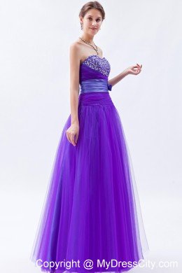 Tulle Sweetheart Beading Bow 2013 Purple Prom Gowns