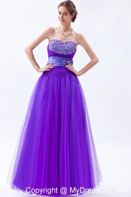Tulle Sweetheart Beading Bow 2013 Purple Prom Gowns