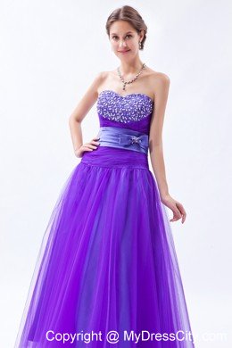 Tulle Sweetheart Beading Bow 2013 Purple Prom Gowns