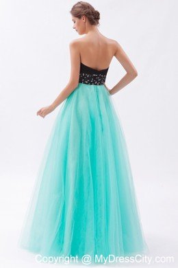 Sweetheart A-line Tulle Beading Ruches Black and Blue Prom Dress