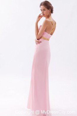 Sexy Sequins Straps Criss Cross Back Baby Pink Prom Dress