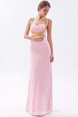 Sexy Sequins Straps Criss Cross Back Baby Pink Prom Dress