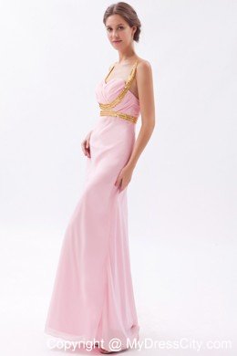 Sexy Sequins Straps Criss Cross Back Baby Pink Prom Dress