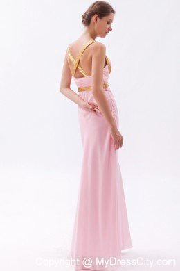 Sexy Sequins Straps Criss Cross Back Baby Pink Prom Dress