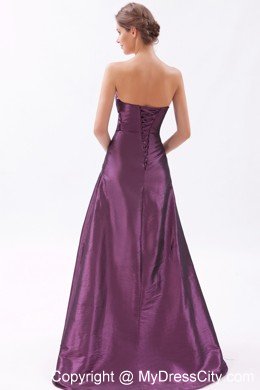 A-line Taffeta Appliques Ruched Dark Purple Prom Dresses 2013