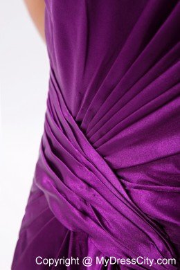 Single Shoulder Column Cutouts Eggplant Purple Prom Dress with Train