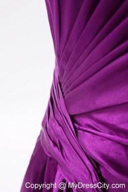 Single Shoulder Column Cutouts Eggplant Purple Prom Dress with Train