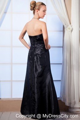 Black Strapless Ruches High Slit Prom Dress for Women