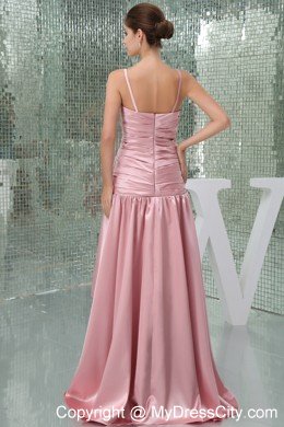 A-line Spaghetti Straps Pink High Low Prom Dress For 2013