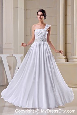2013 One Shoulder Beading and Ruches Chiffon Prom Dress