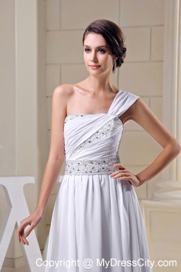 2013 One Shoulder Beading and Ruches Chiffon Prom Dress