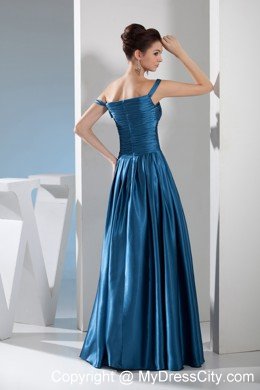 Teal Column Off the Shoulder Prom Dress with Beading for Cheap