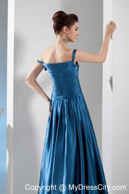 Teal Column Off the Shoulder Prom Dress with Beading for Cheap