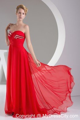 Sequined Red Sweetheart Long Prom Dress Zipper Back