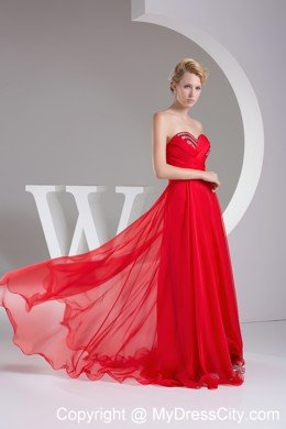 Sequined Red Sweetheart Long Prom Dress Zipper Back