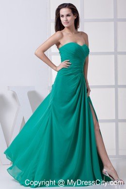 Sweetheart Ruched Sweetheart Prom Dress with High Slit