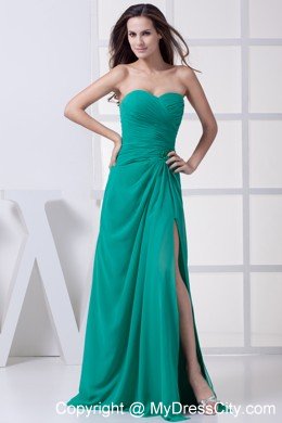 Sweetheart Ruched Sweetheart Prom Dress with High Slit