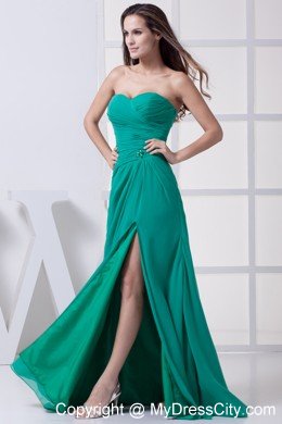 Sweetheart Ruched Sweetheart Prom Dress with High Slit