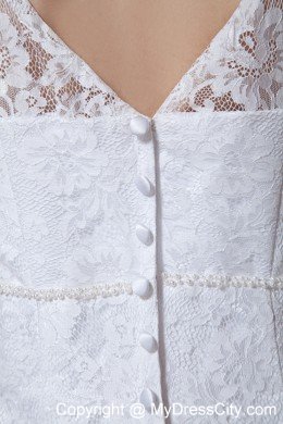 Gorgeous Lace Beading Column V-neck Court Train Wedding Dress