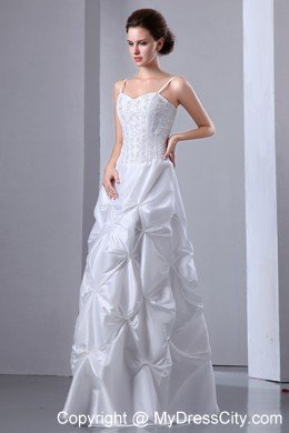 Spaghetti Straps Beaded Taffeta A-line with Pick-ups Wedding Dress