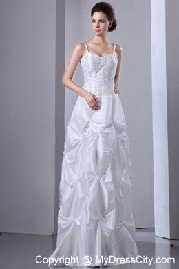Spaghetti Straps Beaded Taffeta A-line with Pick-ups Wedding Dress