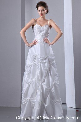 Spaghetti Straps Beaded Taffeta A-line with Pick-ups Wedding Dress