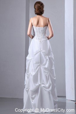 Spaghetti Straps Beaded Taffeta A-line with Pick-ups Wedding Dress