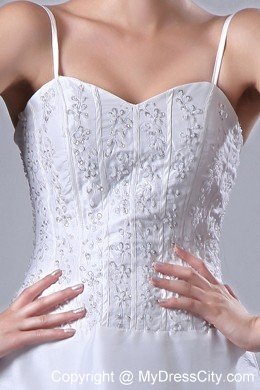 Spaghetti Straps Beaded Taffeta A-line with Pick-ups Wedding Dress