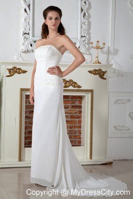 Strapless Beaded Column Court Train Bridal Gown for Plus Size Women