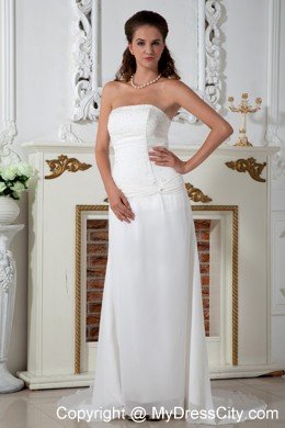 Strapless Beaded Column Court Train Bridal Gown for Plus Size Women