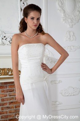 Strapless Beaded Column Court Train Bridal Gown for Plus Size Women