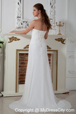 Strapless Beaded Column Court Train Bridal Gown for Plus Size Women