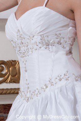 Ball Gown Halter Floor-length Wedding Gown Taffeta with Embroidery
