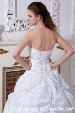 Ball Gown Halter Floor-length Wedding Gown Taffeta with Embroidery