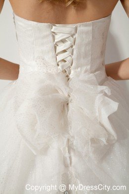 A-line Strapless Chapel Train Bridal Dress Organza with Beading
