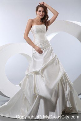 Cheap A-line Strapless Church 2013 Wedding Dress with Pick-ups