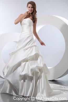 Cheap A-line Strapless Church 2013 Wedding Dress with Pick-ups