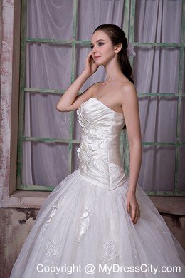 Romantic A-line Sweetheart Flowers Church Wedding Dress with Lace