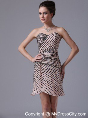 Sequined Sweetheart Column Mini-length Chiffon Dress for Nightclub