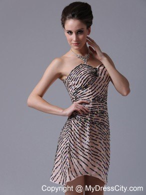 Sequined Sweetheart Column Mini-length Chiffon Dress for Nightclub