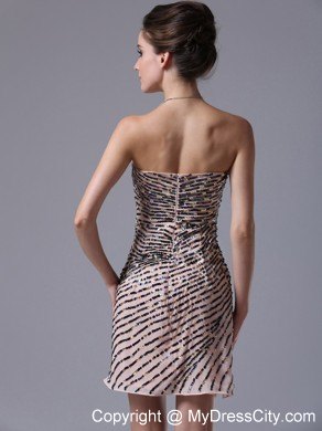 Sequined Sweetheart Column Mini-length Chiffon Dress for Nightclub