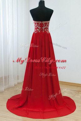 Chic Sleeveless Zipper Floor Length Beading Prom Party Dress