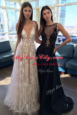 Sleeveless Backless Floor Length Lace Homecoming Dress
